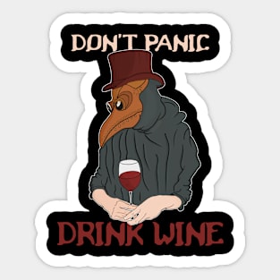 funny wine lover plague doctor Sticker